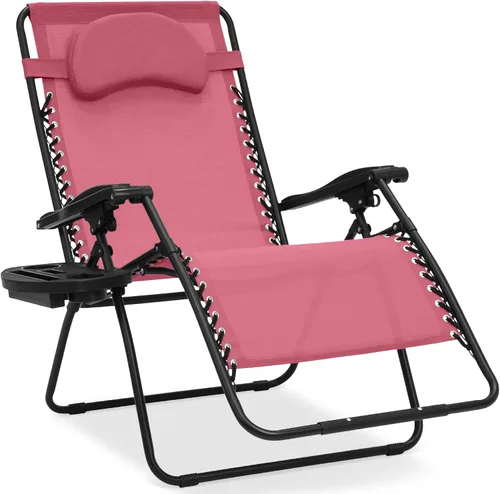 Miniatura 12 de Best Choice Products Silla de gravedad cero de gran tamaño, plegable para patio al aire libre, reclinable, con soporte para tazas, bandeja de Verde