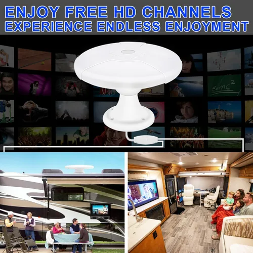 Miniatura 3 de Antena de TV para caravanas al aire libre para cámper, antena digital 4K HDTV RV montaje en techo con amplificador para canales locales