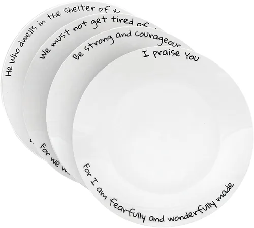 Platos llanos de porcelana, 4 platos redondos blancos de postre o ensalada, platos para servir, juego de vajilla, resistentes a los arañazos, aptos