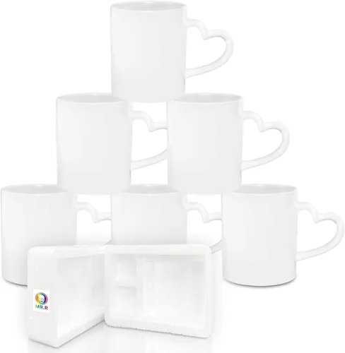 Miniatura 9 de MR.R Juego de 36 tazas de café de cerámica blanca con mango de corazón para lavavajillas de 11 onzas en blanco para lavavajillas, taza clásica de 2