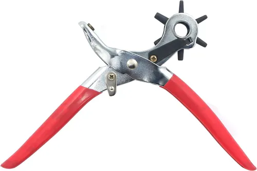Miniatura 7 de Alicates de mano de punzón de cuero resistente de 9 "Agujeros de cinturón Herramienta de punzones de 6 tamaños Nuevo [P/N: ET-TOOL014-RED]
