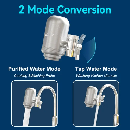 Miniatura 6 de ALTHY Sistema de filtración de agua de acero inoxidable, purificador de filtro de agua de 400 galones sin BPA para grifo de fregadero, certificado