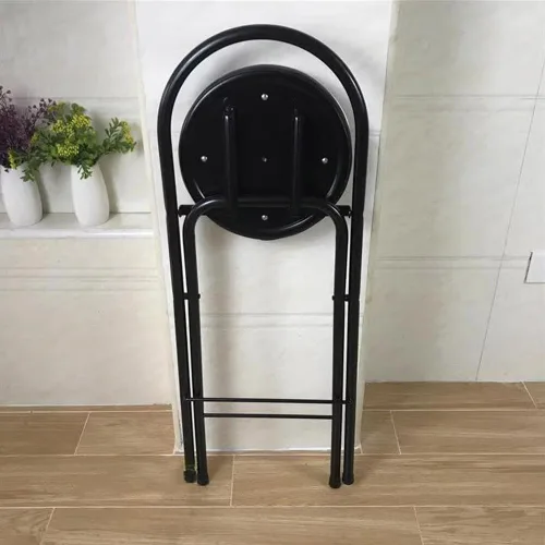 Miniatura 6 de Taburete plegable para desayuno, silla alta con asiento acolchado, taburete redondo portátil con respaldo, taburete plegable para adultos al aire