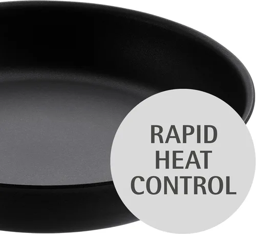 Miniatura 8 de WMF Sartén profesional para carnes de 11.0 in, ideal para sellar, material multicapa, control de calor rápido, sartén recubierta Negro