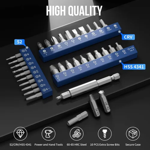 Miniatura 6 de STREBITO Juego de extractores de tornillos dañados, juego de 32 piezas de extractores de tornillos con eje de extensión magnético y adaptador