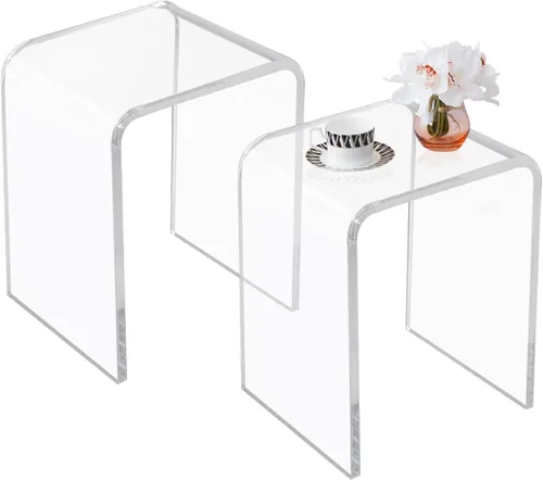 Miniatura 8 de Mesa auxiliar acrílica, mesa auxiliar de acrílico, mesa de centro transparente/mesita de noche para sala de estar, balcón, dormitorio, espacio