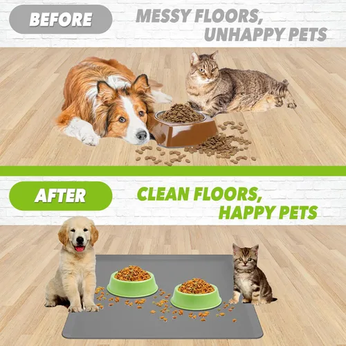 Miniatura 6 de TidyFriend Tapete para Comida de Mascotas - 24" x 24", Bandeja para Mascotas para Comida y Agua, Tapete de Silicona para Perros, Tapete