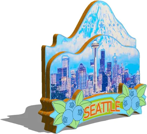 Miniatura 2 de Imán de Seattle de Estados Unidos para nevera, hitos de madera 3D, recuerdos coleccionables, decoración hecha a mano, 15