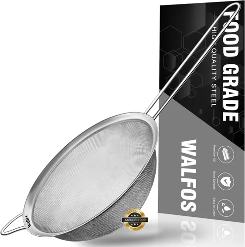 Miniatura 9 de Walfos Cuchara espumadera, colador de malla fina de acero inoxidable 304, filtro de aceite para espuma, colador de malla ultrafina perfecto