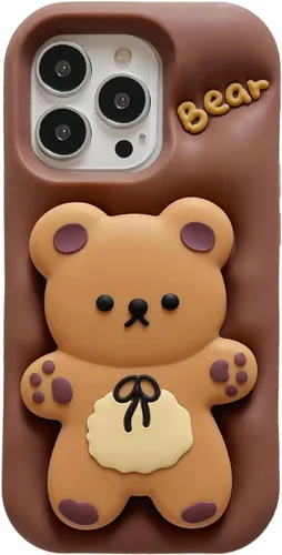 Miniatura 22 de Bear - Funda para teléfono compatible con el teléfono 11, bonita funda holográfica negra 3D con diseño de oso holográfico, a prueba de golpes, Kpop
