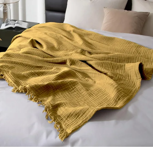 Miniatura 18 de Manta KyraHome de muselina 100 % orgánica para sofá, transpirable, súper suave, 100 % algodón, acogedora, ligera, cálida, suave, para todas