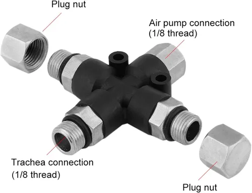 Miniatura 3 de Compresor de aerógrafo a adaptador de manguera de aerógrafo Conector divisor de 1/8 pulgadas BSP de 3 vías