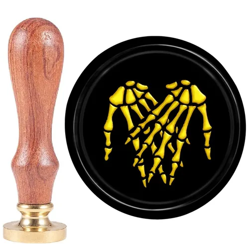 Miniatura 15 de CRASPIRE Sello de cera de Halloween con diseño de calavera, vintage, fantasma, retro, de 0.98 pulgadas, cabeza de latón extraíble, mango de madera