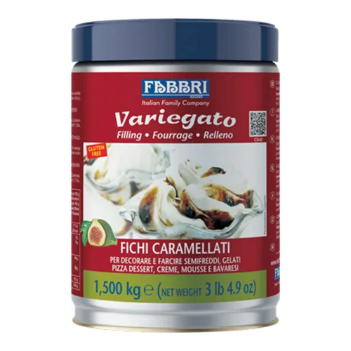 Fabbri Higos Caramelizados Marmoleados con trozos de fruta para Helados, Gelato, Tortas y Postres congelados, una lata de 3.3 libras