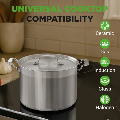 Miniatura 7 de NutriChef Olla resistente de 8 cuartos de galón con tapa de acero inoxidable – Olla de cocina compatible con inducción, ideal para sopas y guisos