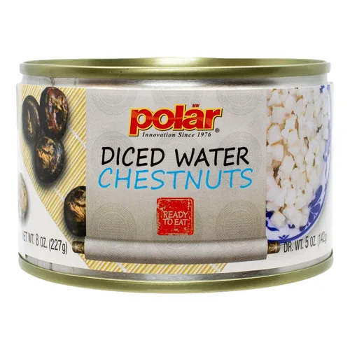 MW Polar Castañas de agua de verduras enlatadas, cortadas en cubitos, 8 onzas (paquete de 12 unidades)