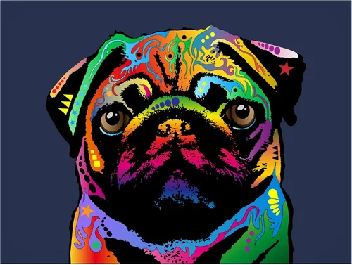Miniatura 2 de Lienzo decorativo para pared, diseño de perro Pug de Michael Tompsett, arte de pared para sala de estar, dormitorio u oficina, 14 x 19 pulgadas