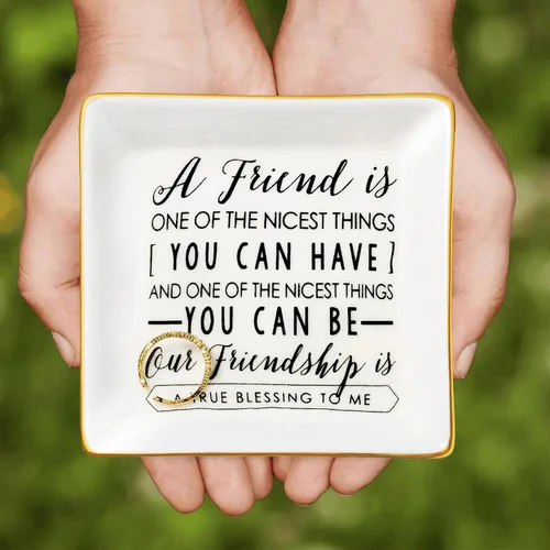 Miniatura 6 de JoycuFF Regalos de amistad para mujeres, amigas, bandeja de cerámica de cumpleaños, bandeja de cerámica única para baratijas, joyería para ella