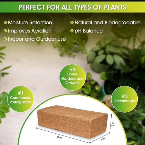 Miniatura 2 de Ladrillos de fibra de coco premium, 4 piezas, mezcla inicial de fibra de coco comprimida 100% orgánica con bajo equilibrio de EC y pH