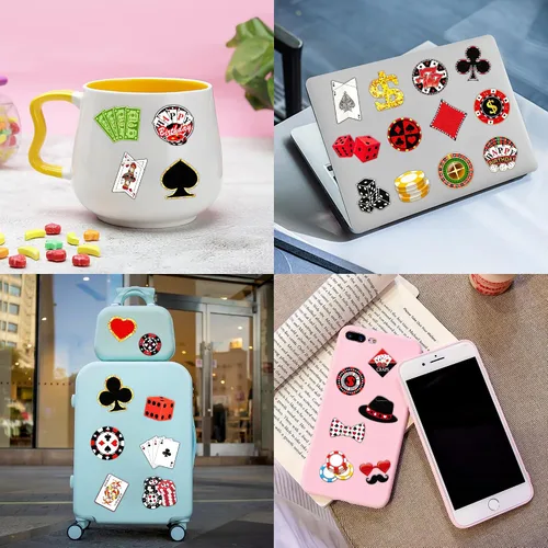 Miniatura 7 de 96 piezas de divertidos tatuajes temporales precortados de casino para niños, decoración de fiesta de cumpleaños, suministros de decoración, lindas