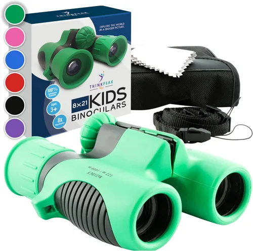 Think Peak Green Binoculares de Juguete Científico para Niños de 3-12 Años - Aventura Compacta Real al Aire Libre y Explorador Educativo STEM de