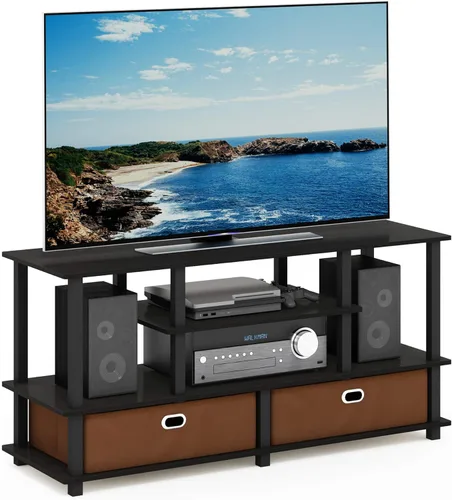 Miniatura 21 de Furinno JAYA - Soporte grande para televisores de hasta 50 pulgadas, nuez de nogal/negro/marrón oscuro de Columbia Nuez Columbia/Negro/Marrón Oscuro