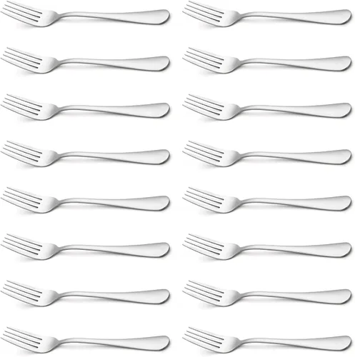 Briout Cubiertos, Juego de 16 Tenedores de Cena, 8 Pulgadas Tenedores de Acero Inoxidable de Grado Alimenticio Premium para Hogar Cocina Fiesta