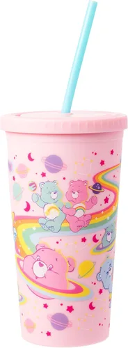Miniatura 29 de Silver Buffalo Care Bears - Vaso alto de plástico iridiscente con diseño de estrellas arcoíris con tapa y pajilla, 20 onzas Care Bears iridiscentes