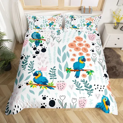 Miniatura 24 de Erosebridal Juego de ropa de cama individual de animales de la selva para niñas y niños, funda de edredón de elefante oso, tigre, león, safari