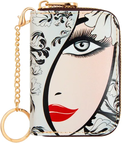 Miniatura 9 de Soporte para tarjetas de crédito, cartera con bloqueo RFID para mujer, pequeña cartera delgada de cuero con llavero con cremallera, funda