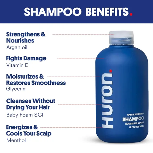 Miniatura 3 de Huron Champú para hombre Fórmula limpiadora e hidratante Aroma cítrico, enebro fresco y verduras aromáticas Fortalece el cabello Sin