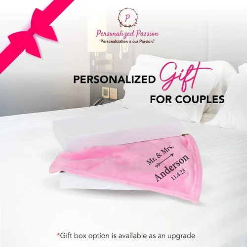 Miniatura 4 de Manta personalizada para parejas con nombre y fecha de aniversario, súper suave y acogedora, manta personalizada de Mr. y Mrs. para parejas, regalos