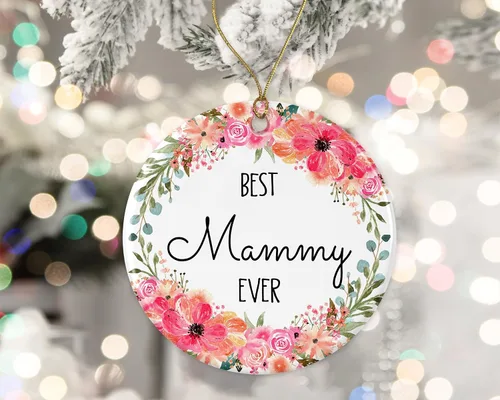 Miniatura 2 de Adorno de Navidad con la frase "Best Mammy Ever", adorno de Navidad para mamá de hijo, hija, regalos de nana, adorno de Navidad impreso en ambos