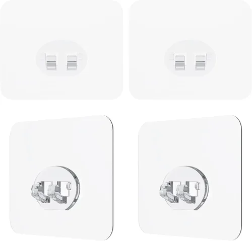 Paquete de 4 calcomanías adhesivas de repuesto para estante de baño, 1 gancho, tiras adhesivas individuales para organizador de esponja, soporte de