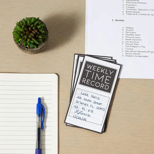 Miniatura 2 de Stockroom Plus Tarjetas semanales de tiempo triples para empleados para contabilidad, tamaño de bolsillo (5 x 8 pulgadas, 200 unidades)