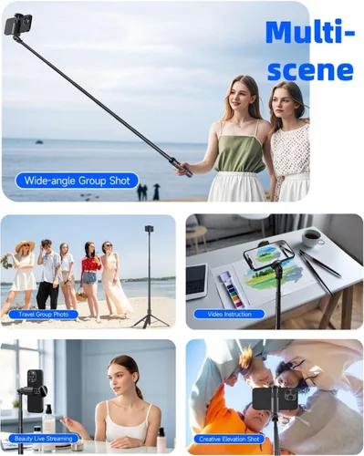 Miniatura 7 de Palo selfie magnético automático de 70 pulgadas, soporte de trípode de apertura automática con control remoto, compatible con Android 5.0 e iOS 5.1