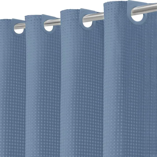 Miniatura 11 de Inhousolu - Cortina de ducha de tejido gofre sin gancho con forro de tela extraíble a presión para baño, dobladillo pesado resistente de 230 GSM