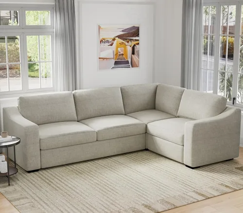 Miniatura 10 de ELUCHANG Sofá moderno de 85 pulgadas para sala de estar, sofá de lino natural de 3 plazas con asientos extra profundos, cojín tapizado y funda