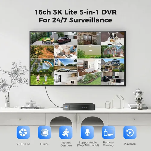 Miniatura 2 de Hiseeu 3K Lite DVR Grabador de vídeo digital de seguridad de 16 canales CCTV DVR avanzado para cámara de seguridad, AHD/TVI/CVI/CVBS/IPC 5 en 1