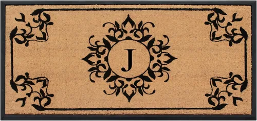 Miniatura 65 de A1HC - Tapete de puerta con monograma de fibra de coco natural para puerta delantera, 24 x 48, felpudo duradero tratado anti-desprendimiento