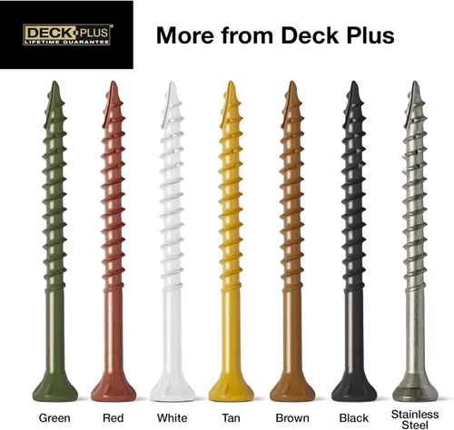 Miniatura 5 de Deck Plus Tornillos para valla y madera exterior con revestimiento epoxi de 2-1/2 pulgadas #10 x 2-1/2 pulgadas, rosca gruesa incluida, tornillo
