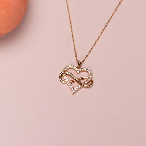 Miniatura 8 de Sash & Soph Collar de corazón infinito para mujer, collar de corazón de plata de ley 925 para novia, colgante de corazón de amor en cadena de 18