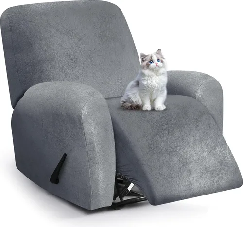 Miniatura 64 de ANARACHON Fundas para sillas reclinables con aspecto de cuero, funda elástica de 4 piezas, funda suave para silla reclinable, protector de muebles