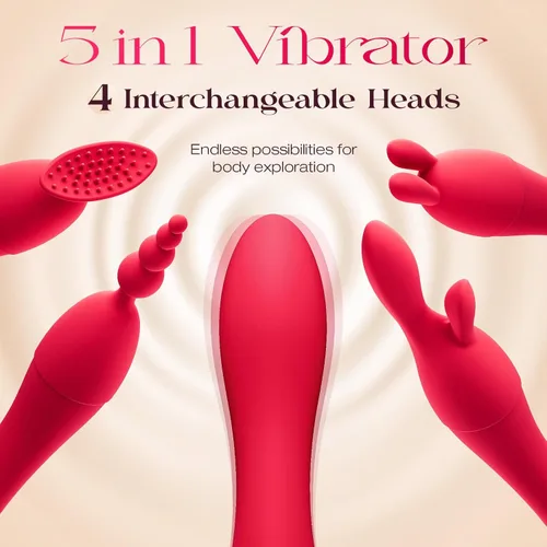 Miniatura 5 de MOOLIGIRL Kits de vibrador de consolador, juguetes sexuales para mujeres, juguete para adultos con 4 cabezales de silicona de repuesto para solos