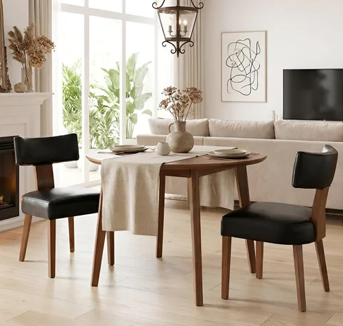 Miniatura 27 de Shunzhi Juego de 2 sillas de comedor modernas de mediados de siglo, sillas tapizadas de madera para comedor, sillas de cocina estilo granja, sillas