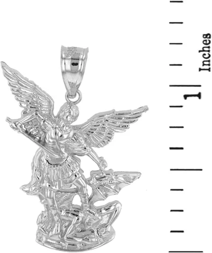 Miniatura 2 de Colgante de plata de ley 925 con certificado de San Miguel Arcángel (1.35"), Plata esterlina