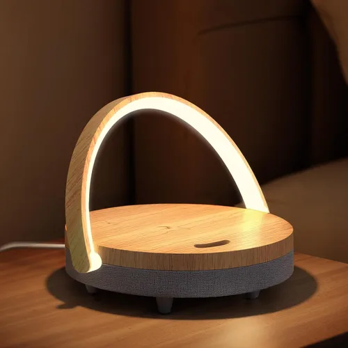 Regalos de cumpleaños Ezvalo para mujeres, lámpara de mesa con música y cargador inalámbrico, lámpara de mesita táctil 4 en 1, altavoz Bluetooth,