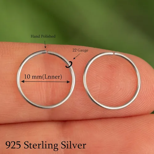 Miniatura 35 de Aretes de aro de oro de plata – Aretes de aro para mujer, dos piezas de aros de plata fina rellenos de oro, aro de hélice, anillo de tragus, aro