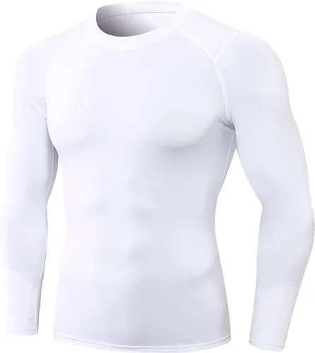 Camiseta de compresión para hombre, de manga larga, atlética, para entrenamiento, camiseta deportiva activa, camiseta interior de ajuste seco