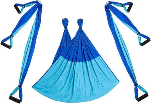 Miniatura 5 de Kit de hamaca de yoga para trapecio aéreo, ultra fuerte, antigravedad para yoga, volador, juego de herramientas de columpio de inversión Mixto azul
